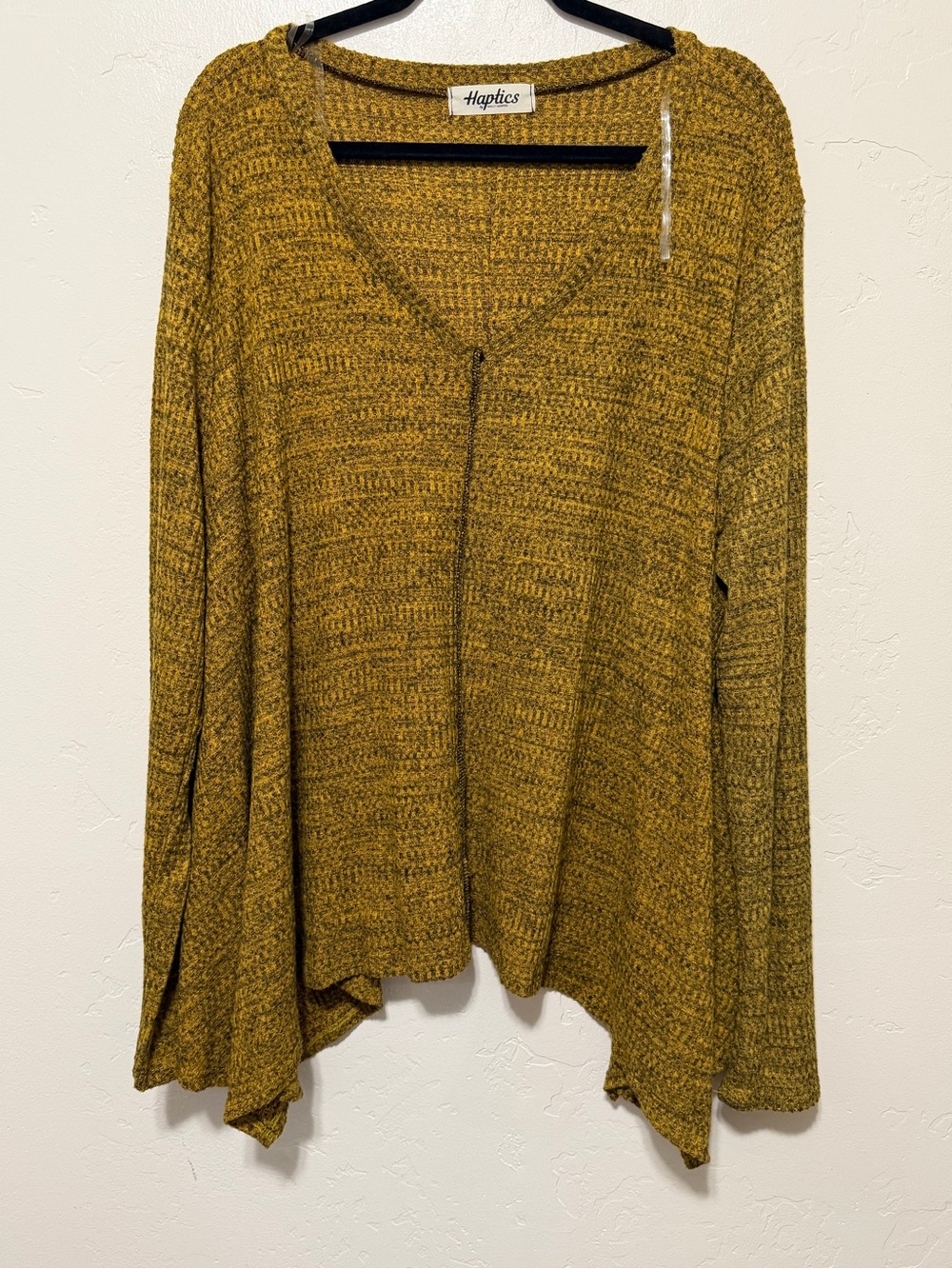 Haptics Mustard Knit V-Neck Womens Sweater 2X